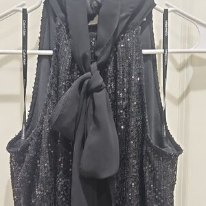 Calvin Klein Black Sequin Halter Top